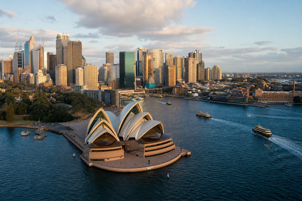 Aerial travel view of Australia, illustrating Australia's 183-Day Tax Residency Test: What the ATO Actually Says.