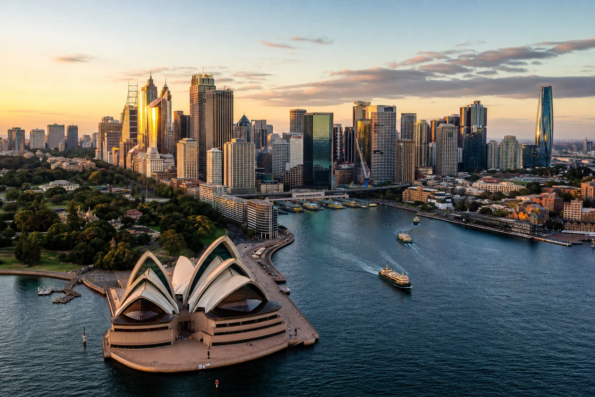 Aerial travel view of Australia, illustrating Australia ETA and eVisitor Stay Limits: Why 12 Months Is Not One Stay.