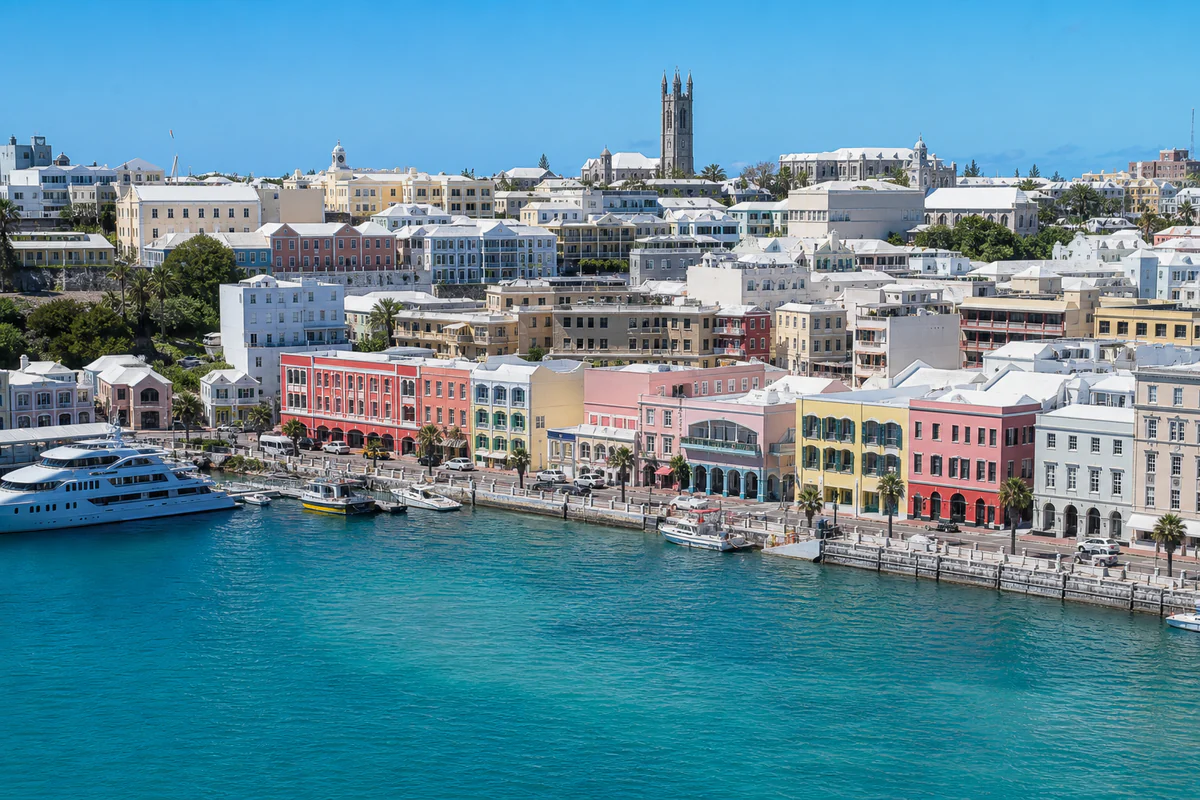 Elevated harbor view of Hamilton, Bermuda