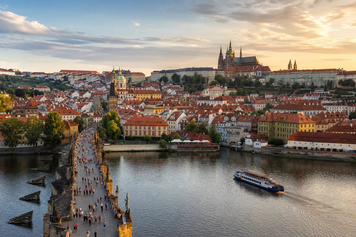 Aerial travel view of Czech Republic, illustrating Czech Tax Residency: What the 183-Day Rule Actually Means.
