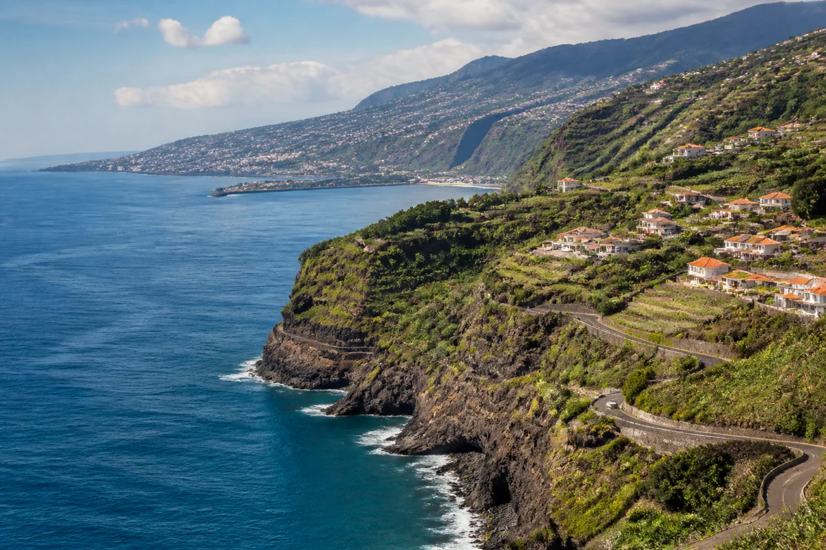 Elevated coastal view in Madeira, Portugal