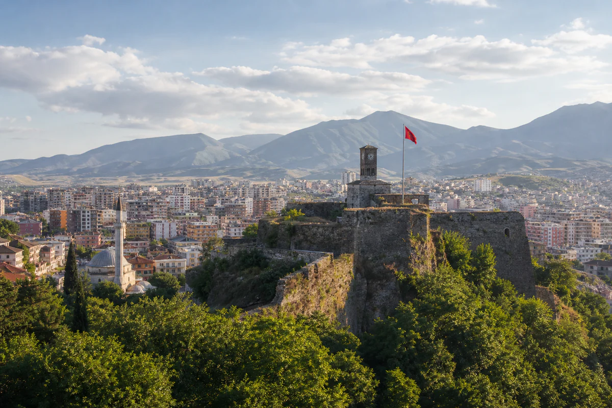 Aerial travel view of Albania, illustrating Does Albania Count Toward Schengen 90/180?.