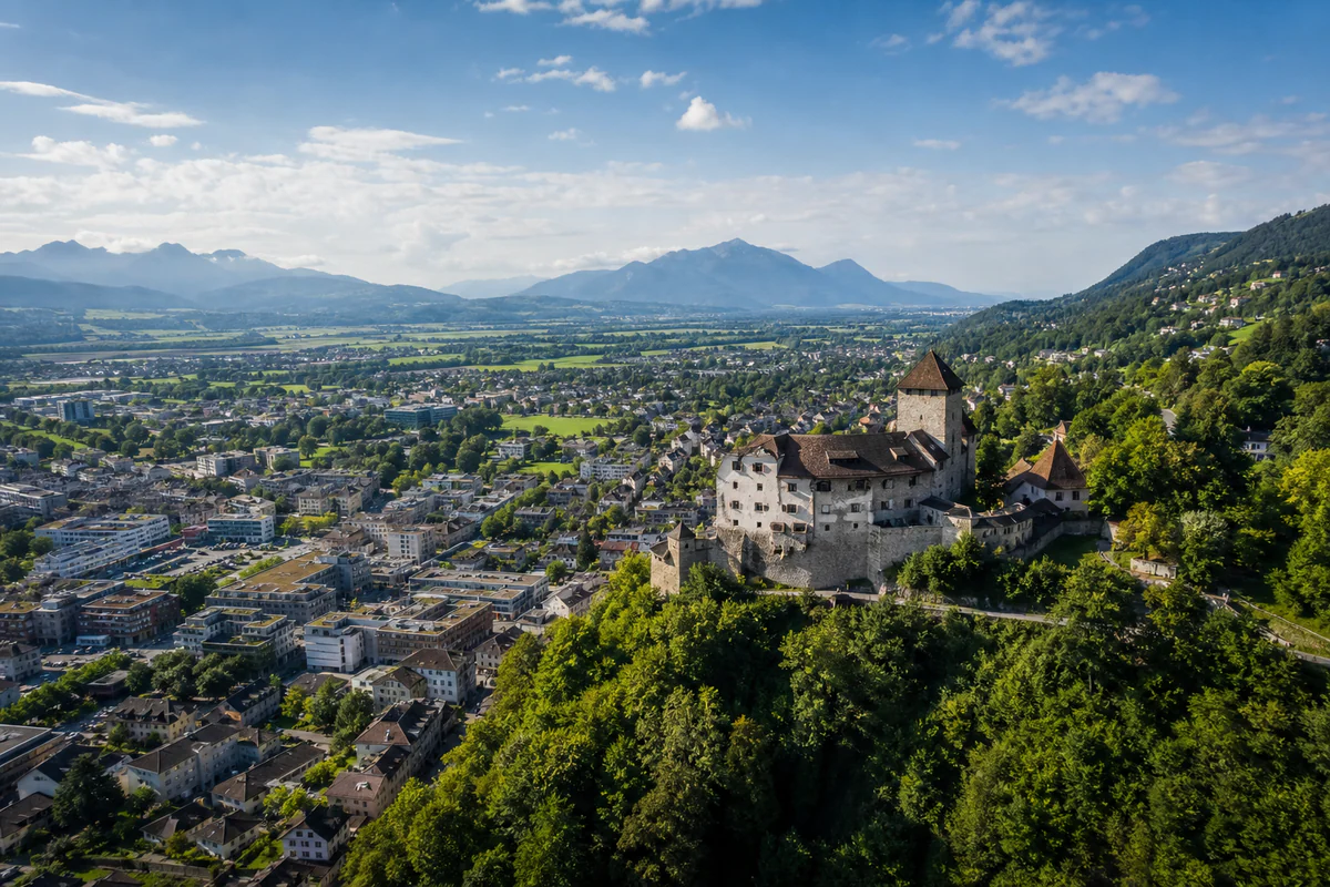 Aerial travel view of Liechtenstein, illustrating Does Liechtenstein Count Toward Schengen 90/180?.