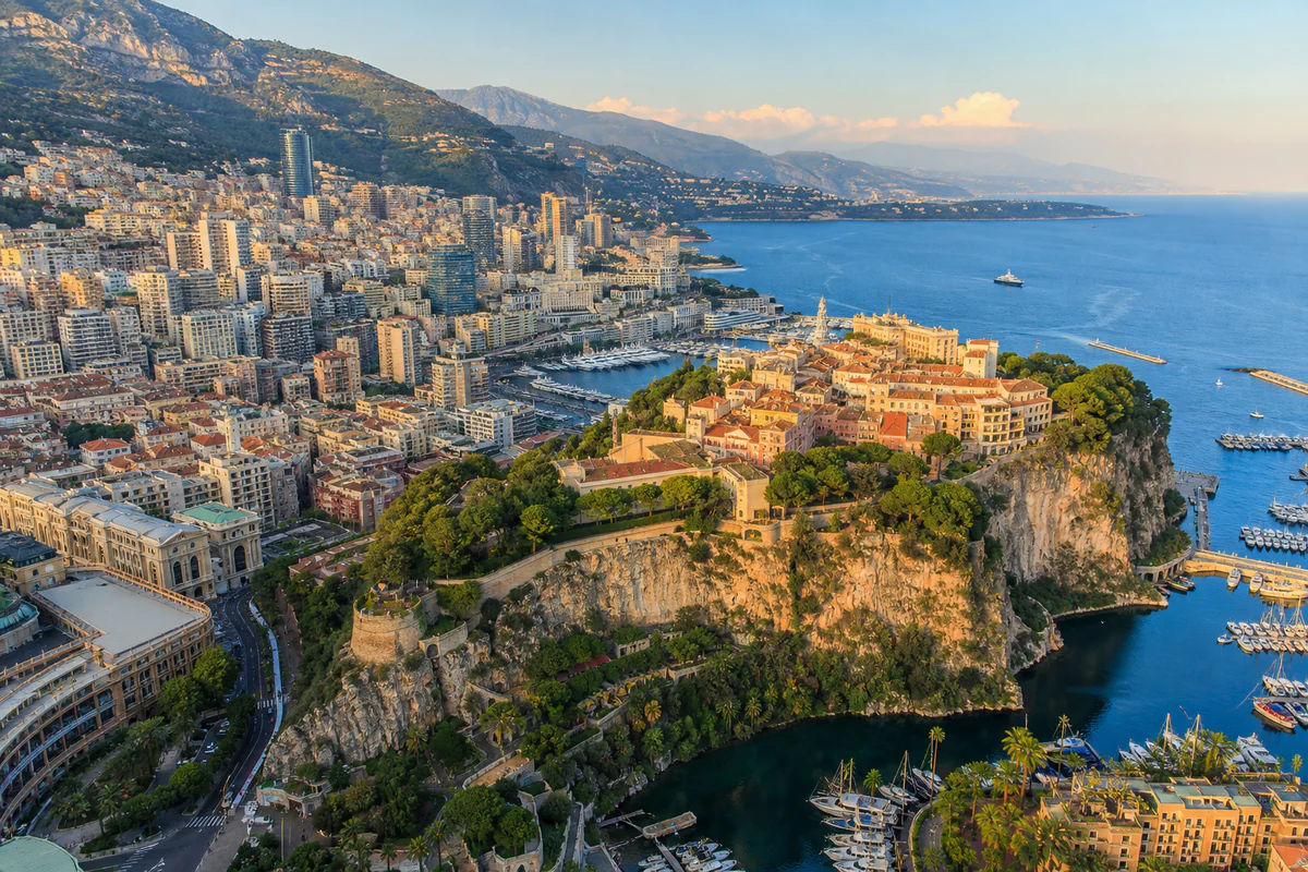 Aerial travel view of Monaco, illustrating Does Monaco Count Toward Schengen 90/180?.