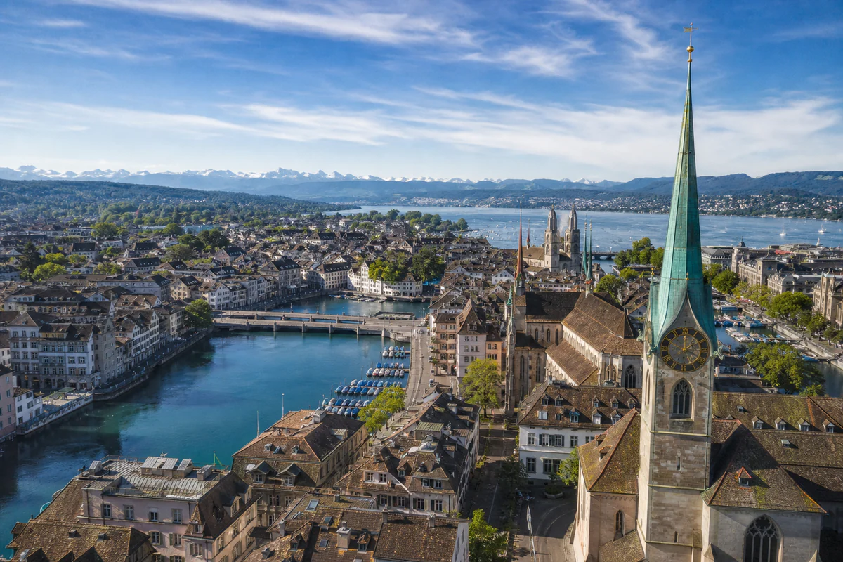 Aerial travel view of Switzerland, illustrating Does Switzerland Count Toward Schengen 90/180?.