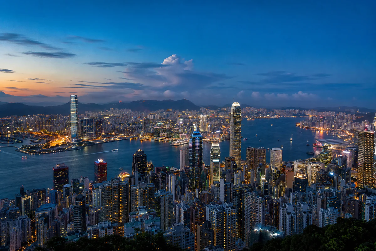 Aerial travel view of Hong Kong, illustrating Hong Kong CoR: How the 180/300-Day Resident Status Test Works.