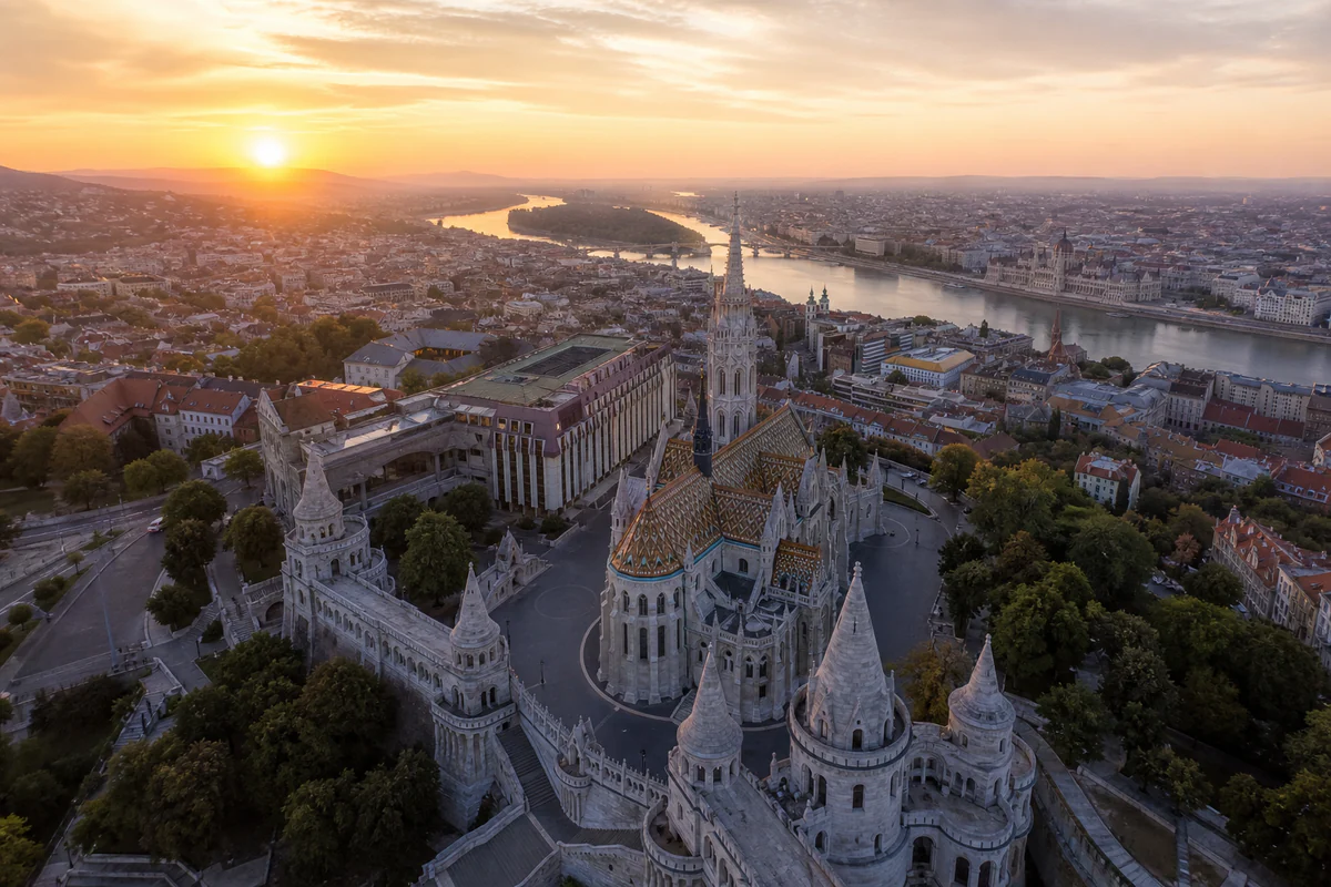 Aerial travel view of Hungary, illustrating Hungary Tax Residence: Why 183 Days Is Not the Whole Test.