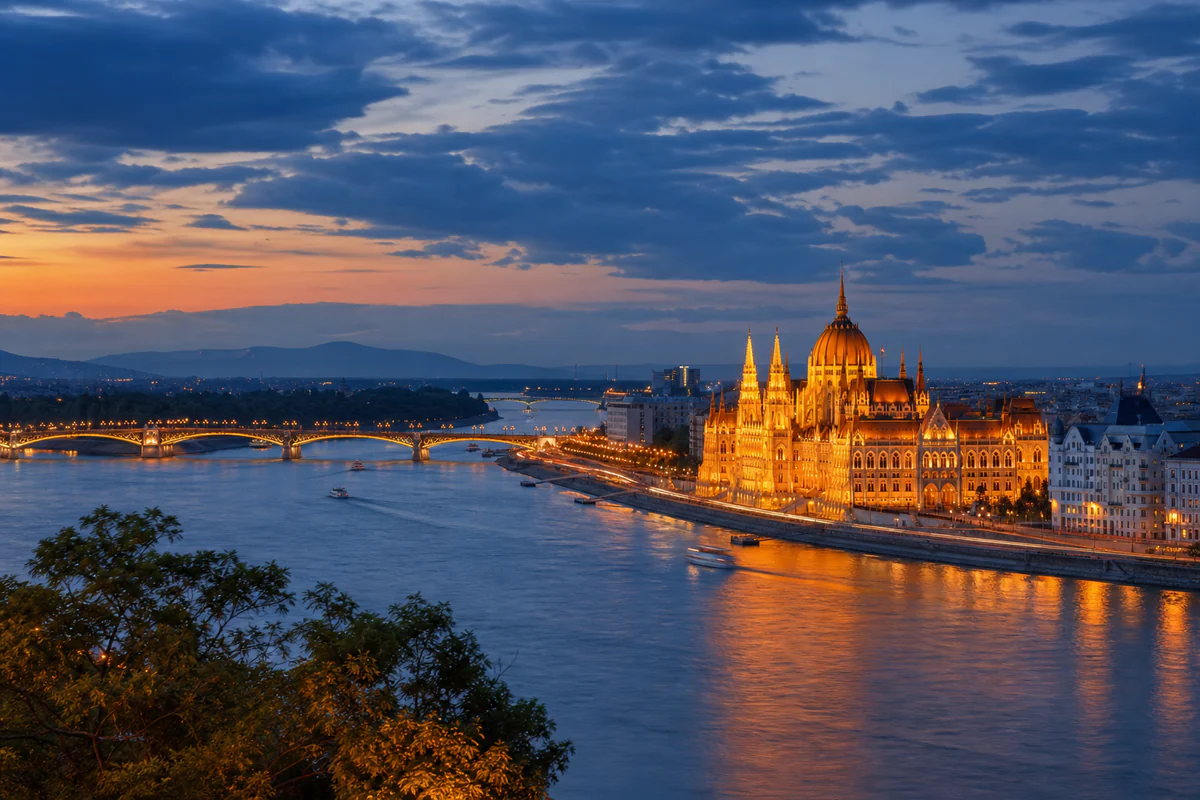 Aerial travel view of Hungary, illustrating Hungary White Card: Digital Nomad Visa Day Tracking Guide.