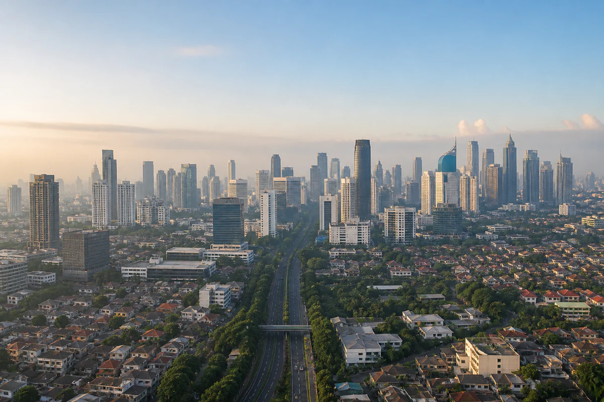 Elevated view of Jakarta's skyline