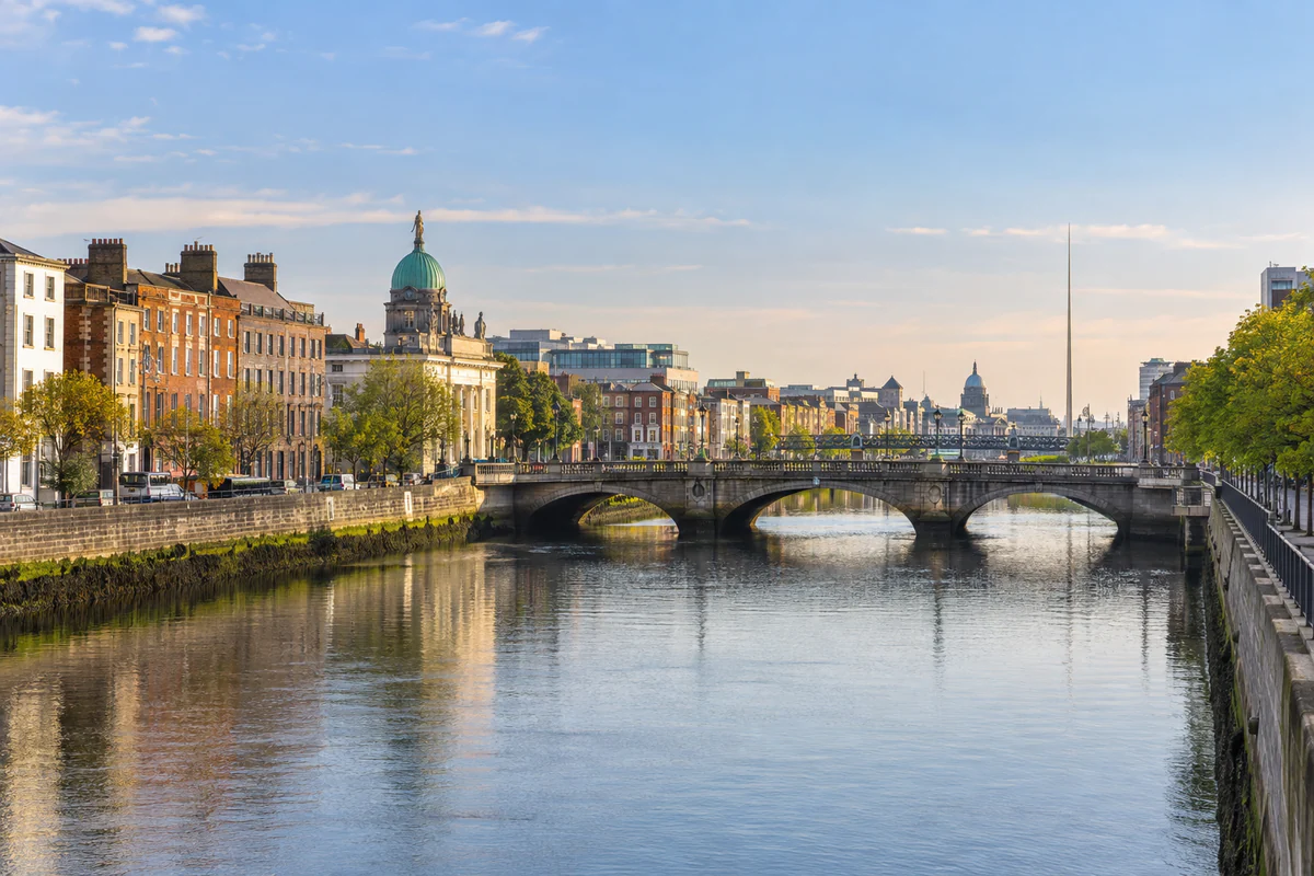 Elevated city view in Dublin, Ireland