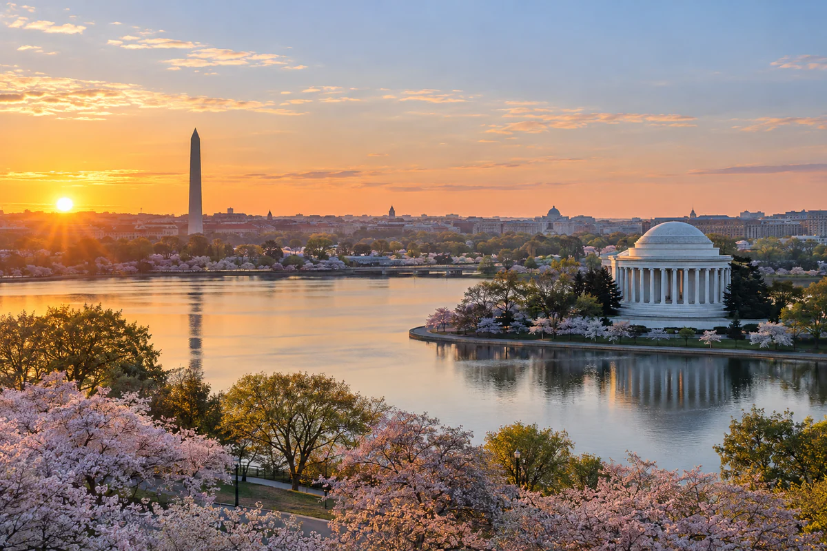 Elevated city view in Washington, DC, United States