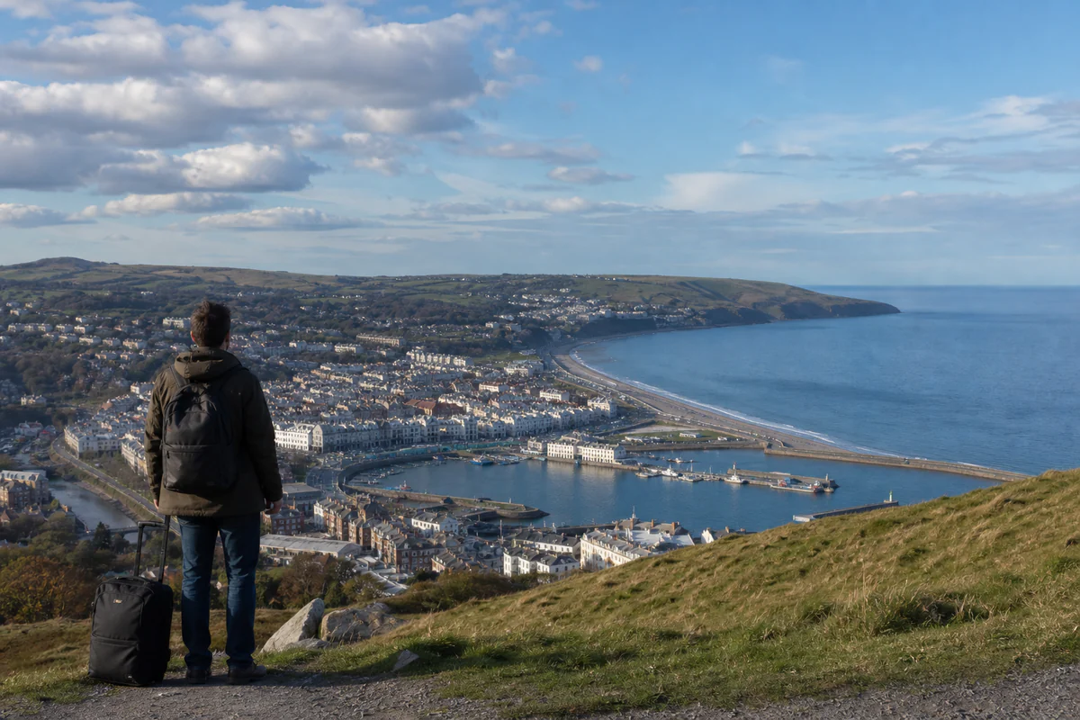 Elevated coastal view of Douglas on the Isle of Man