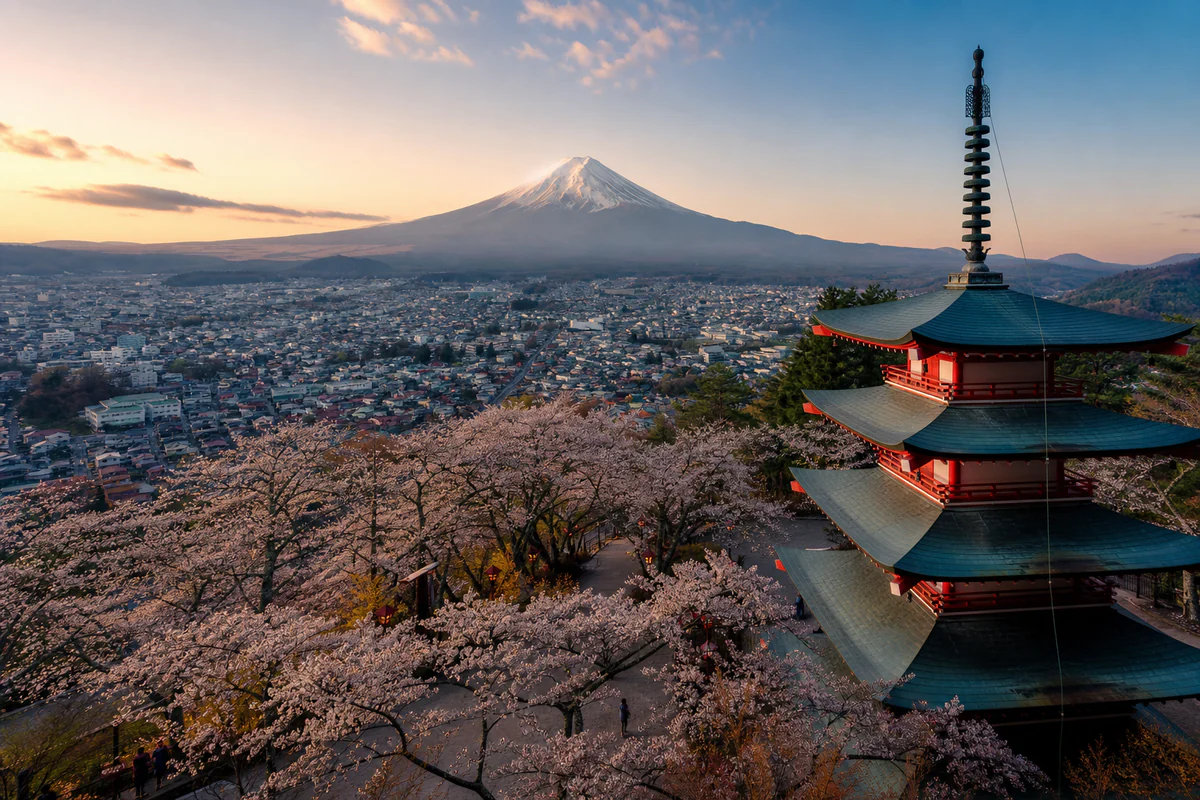 Aerial travel view of Japan, illustrating Japan 90-Day Stay Limit: Visa Exemption, eVISA, and Extension Caveats.