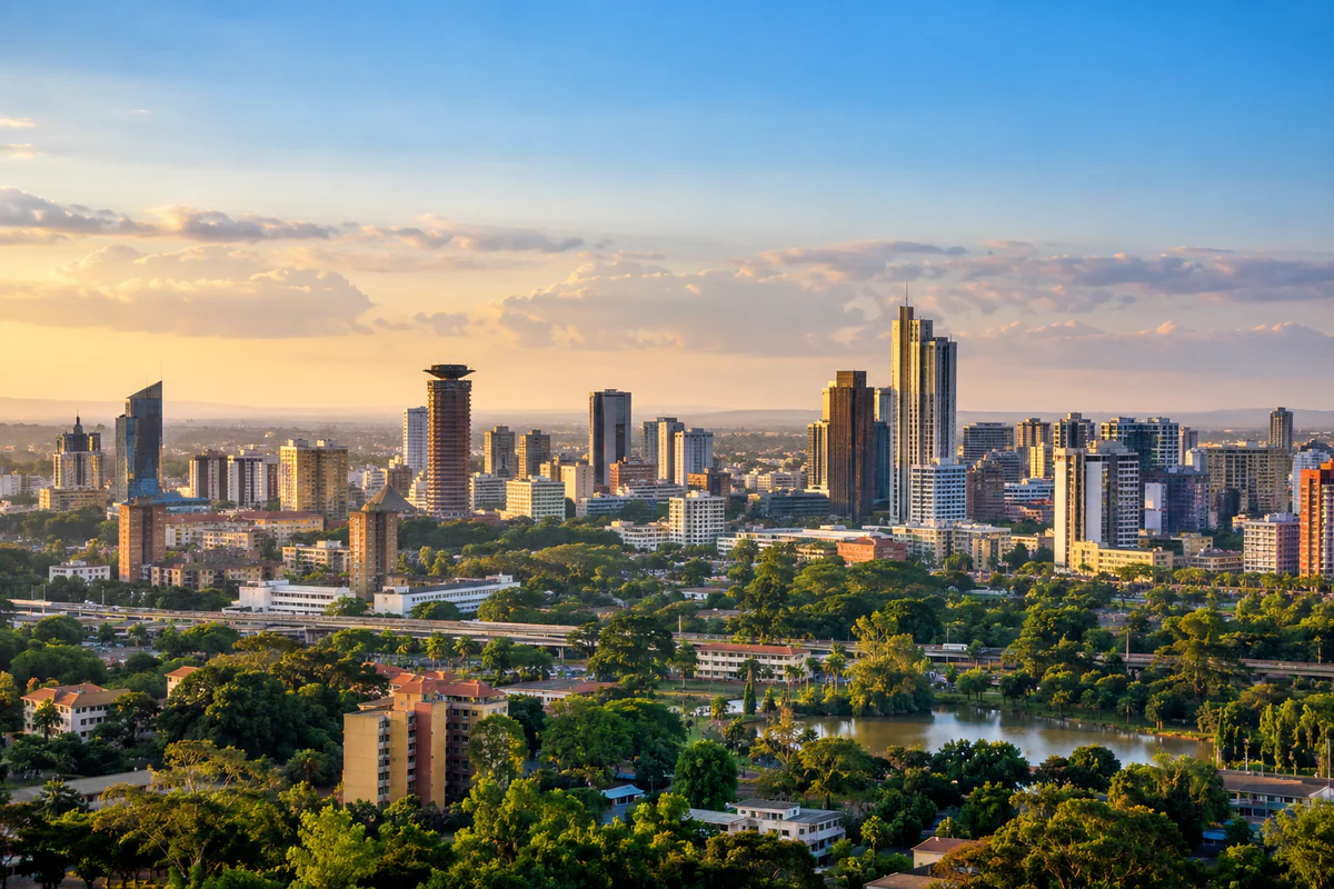 Elevated view of Nairobi skyline in Kenya