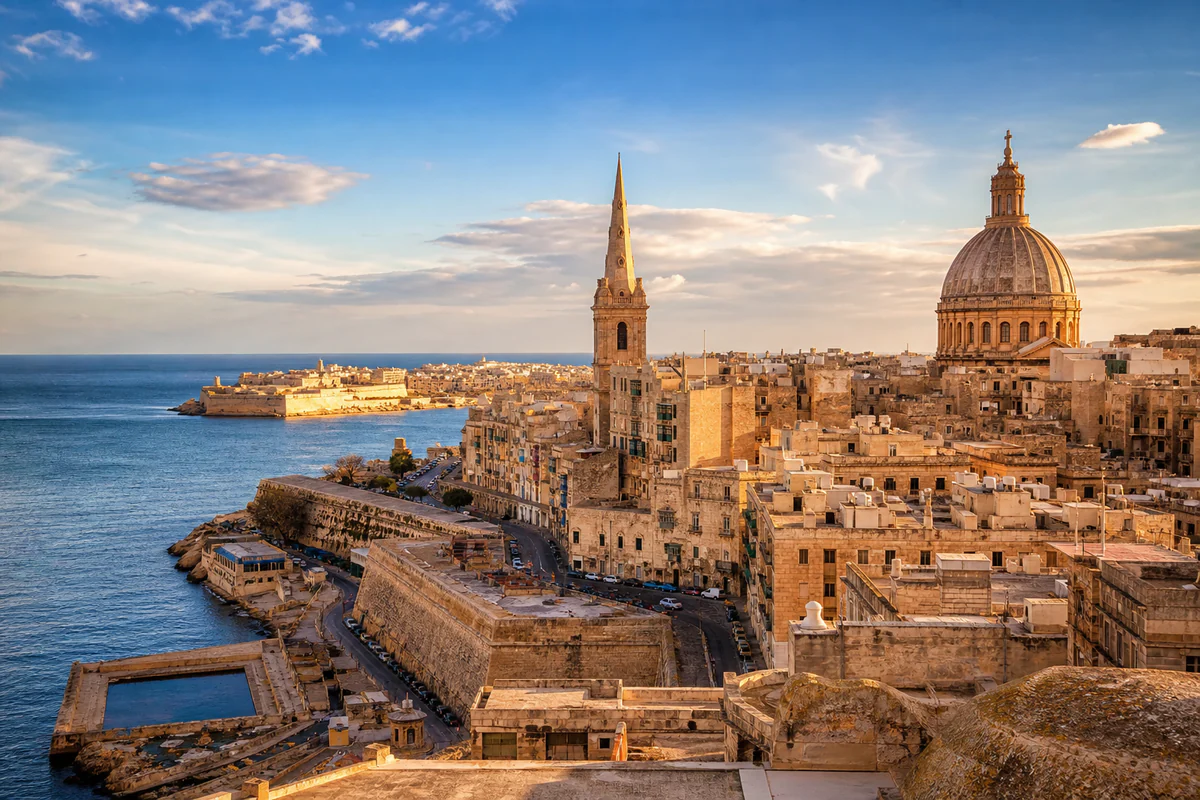 Aerial travel view of Malta, illustrating Malta 183-Day Tax Residence Rule: What Travelers Need to Track.