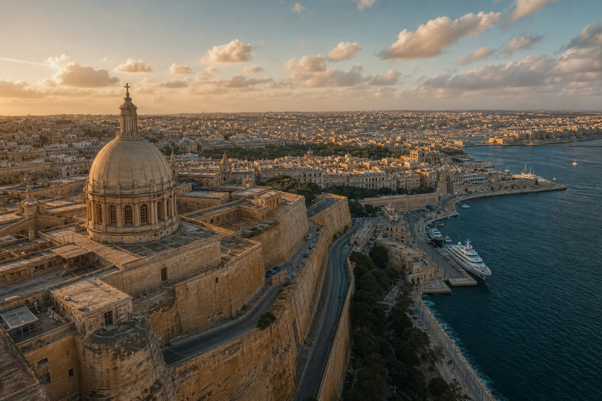 Aerial travel view of Malta, illustrating Malta Nomad Residence Permit: What to Track for Renewal.