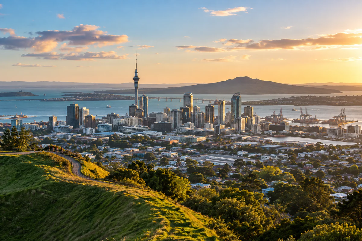 Elevated city view in Auckland, New Zealand