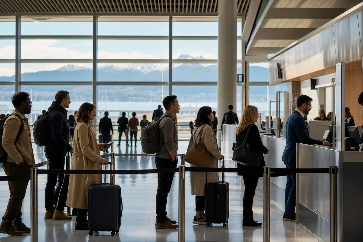 International travellers in a modern airport, illustrating Rolling Window vs Calendar Year: Why Day Counting Rules Are Different Everywhere.