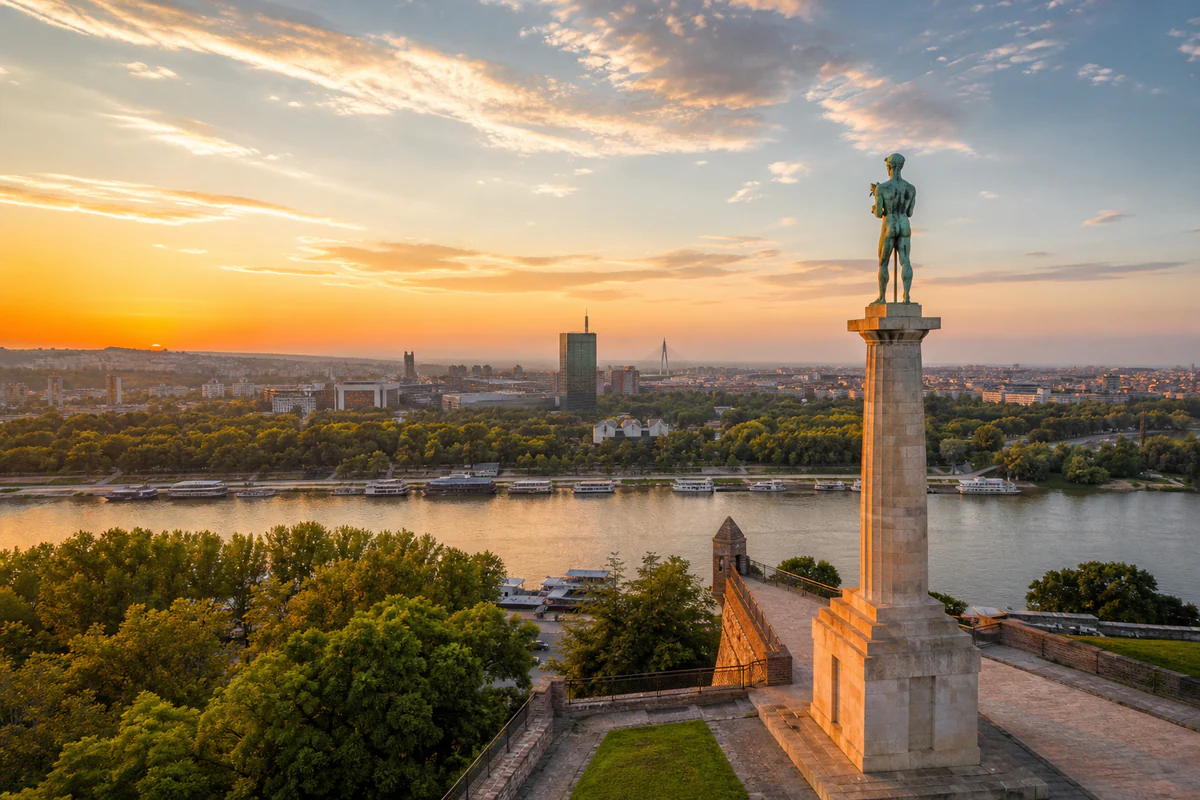 Aerial travel view of Serbia, illustrating Serbia 90/180 Day Stay Limit: What Visitors Need to Track.