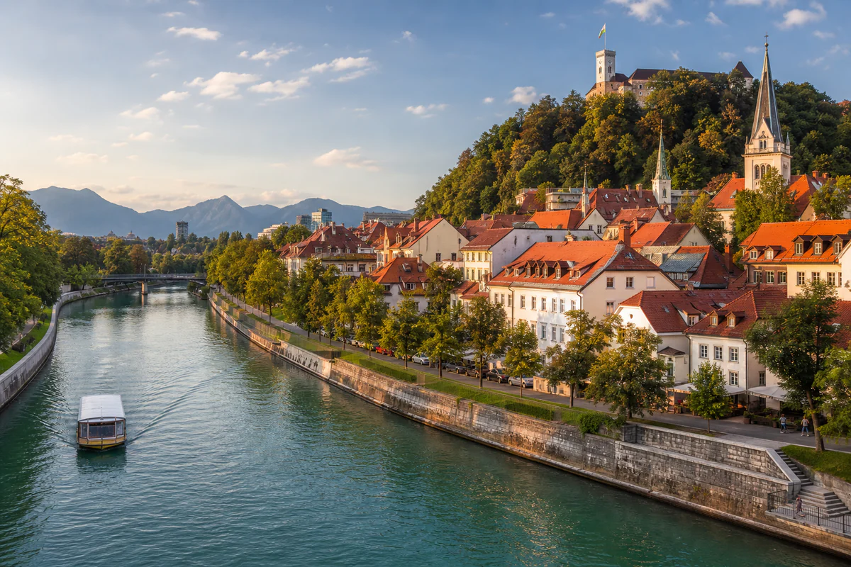 Aerial travel view of Slovenia, illustrating Slovenia Tax Residence: The 183-Day Rule and Resident Links.