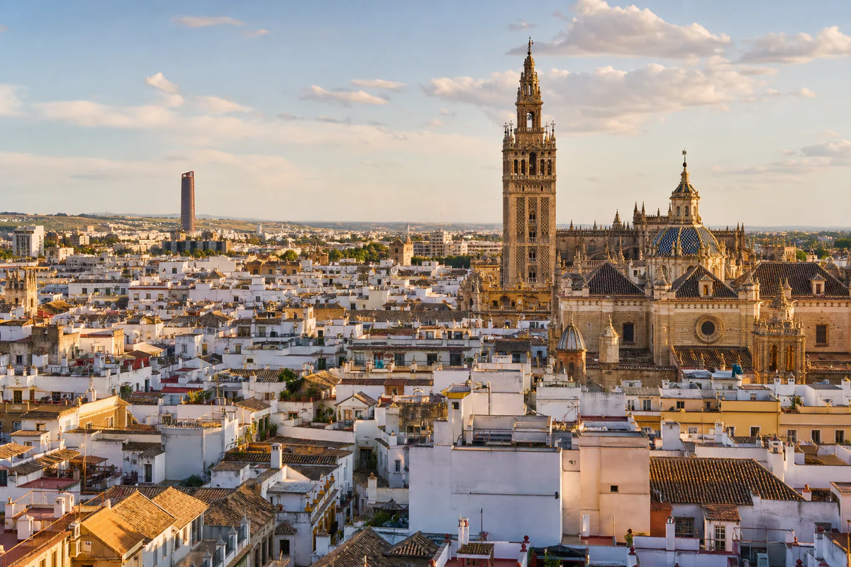 Aerial travel view of Spain, illustrating Spain's 183-day rule: when partial days count against you.
