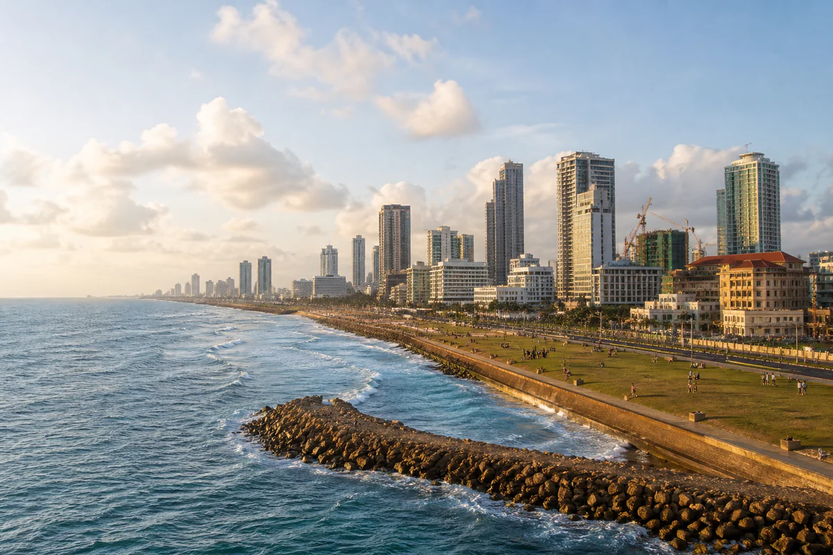 Elevated view of Colombo, Sri Lanka near the coastline