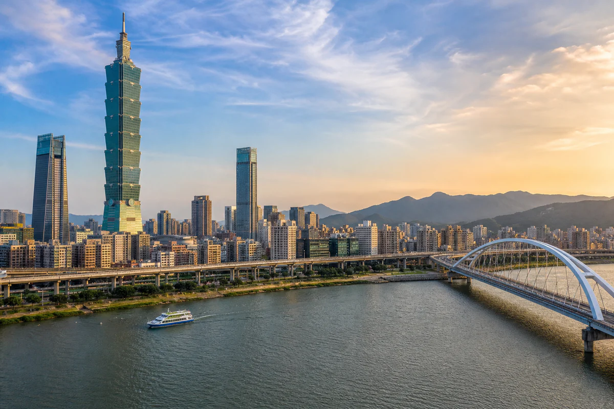 Aerial travel view of Taiwan, illustrating Taiwan Digital Nomad Visitor Visa: What to Track.