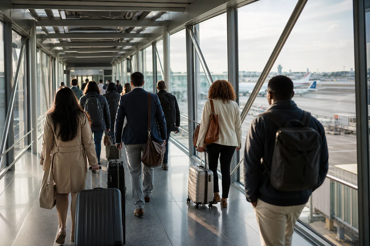 International travellers in a modern airport, illustrating Tax Residency Audit: What Authorities Check and How to Prepare.