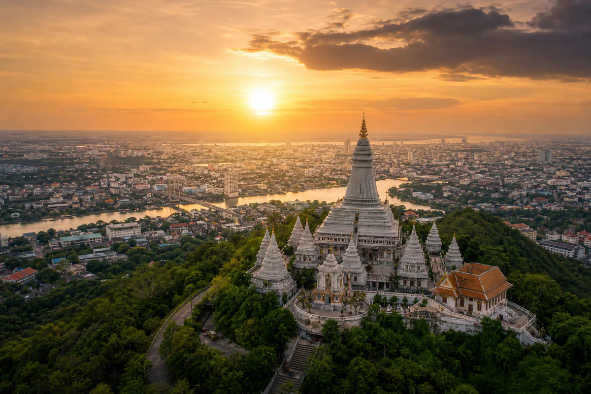 Aerial travel view of Thailand, illustrating Thailand DTV: How to Track the 180-Day Stay Period.