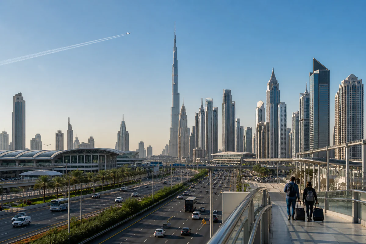 Elevated skyline view in the United Arab Emirates