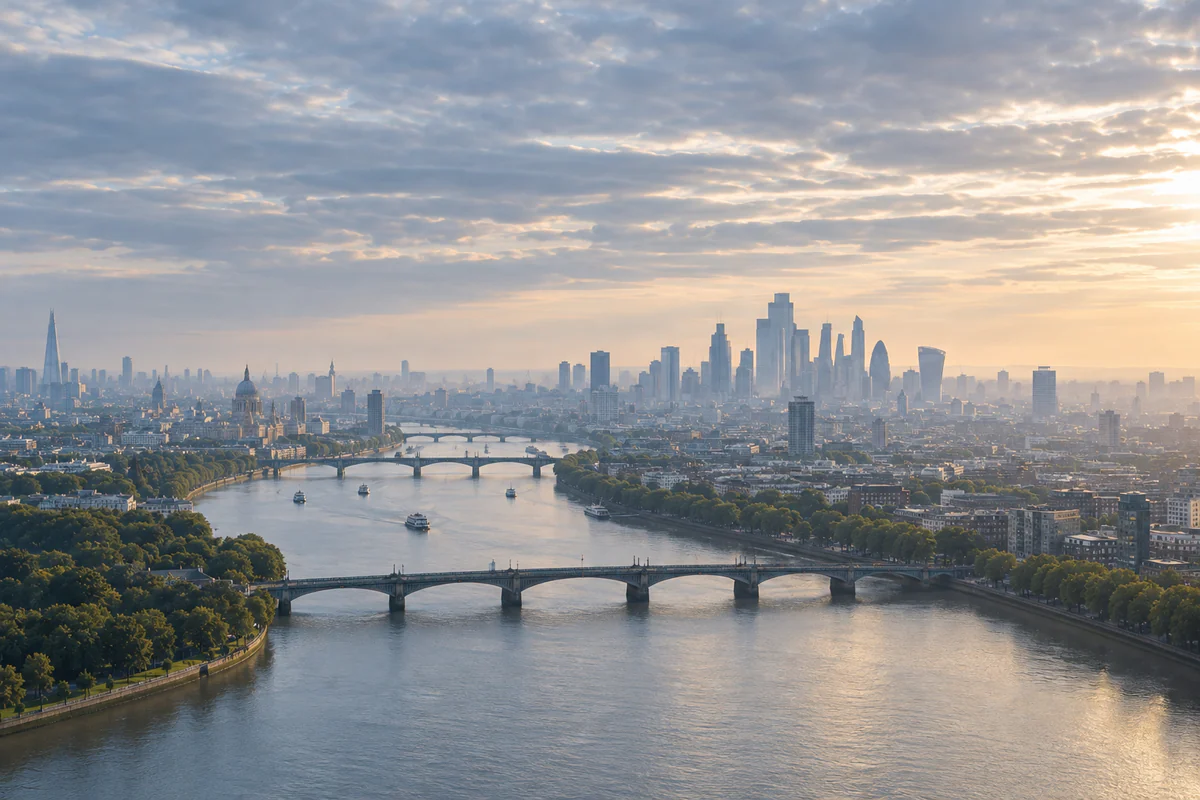 Elevated city view in London, United Kingdom