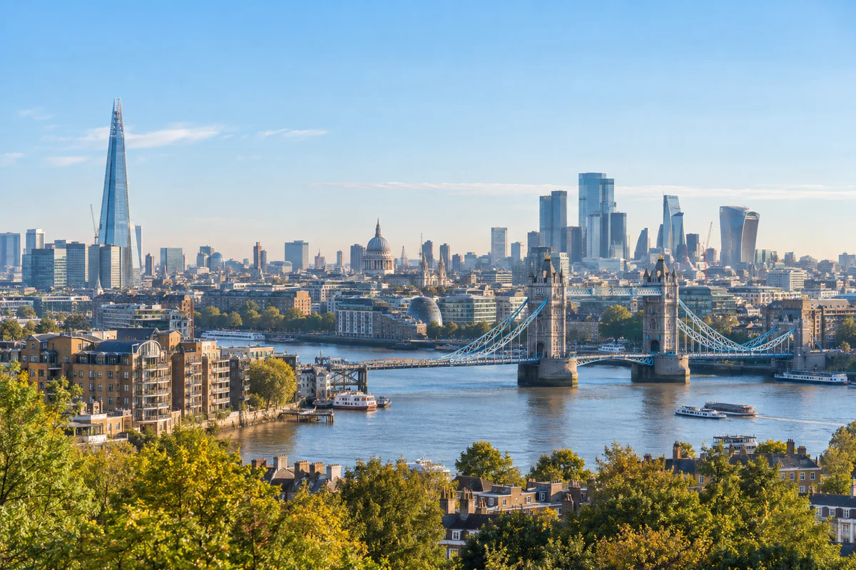 Elevated city view in London, United Kingdom