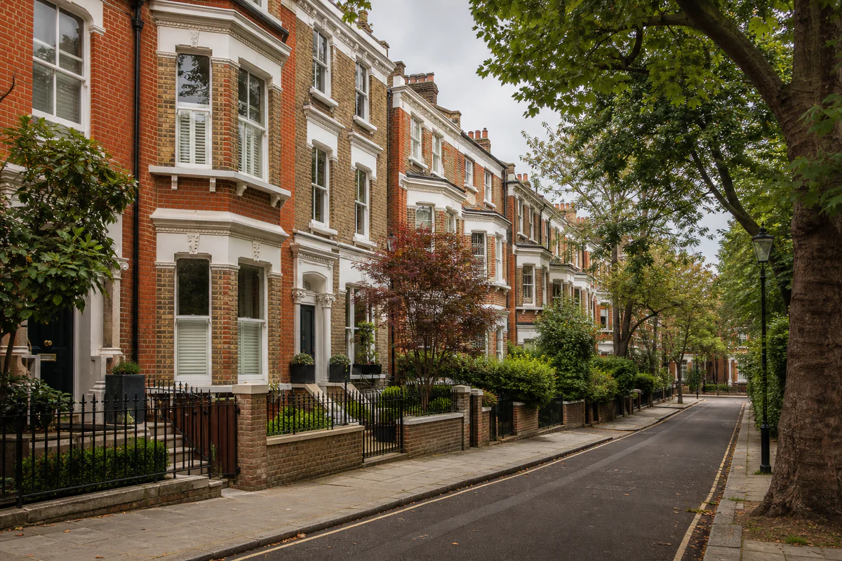 Elevated view of residential buildings in London