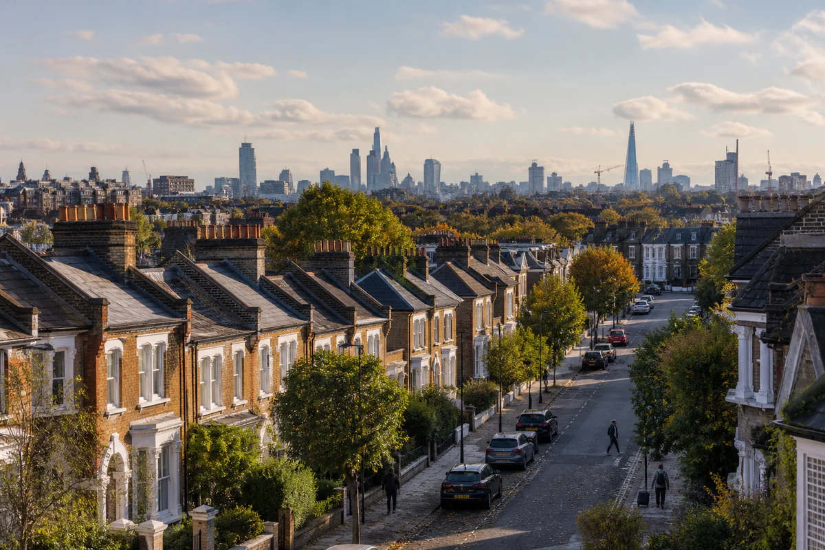Elevated view of London and the River Thames
