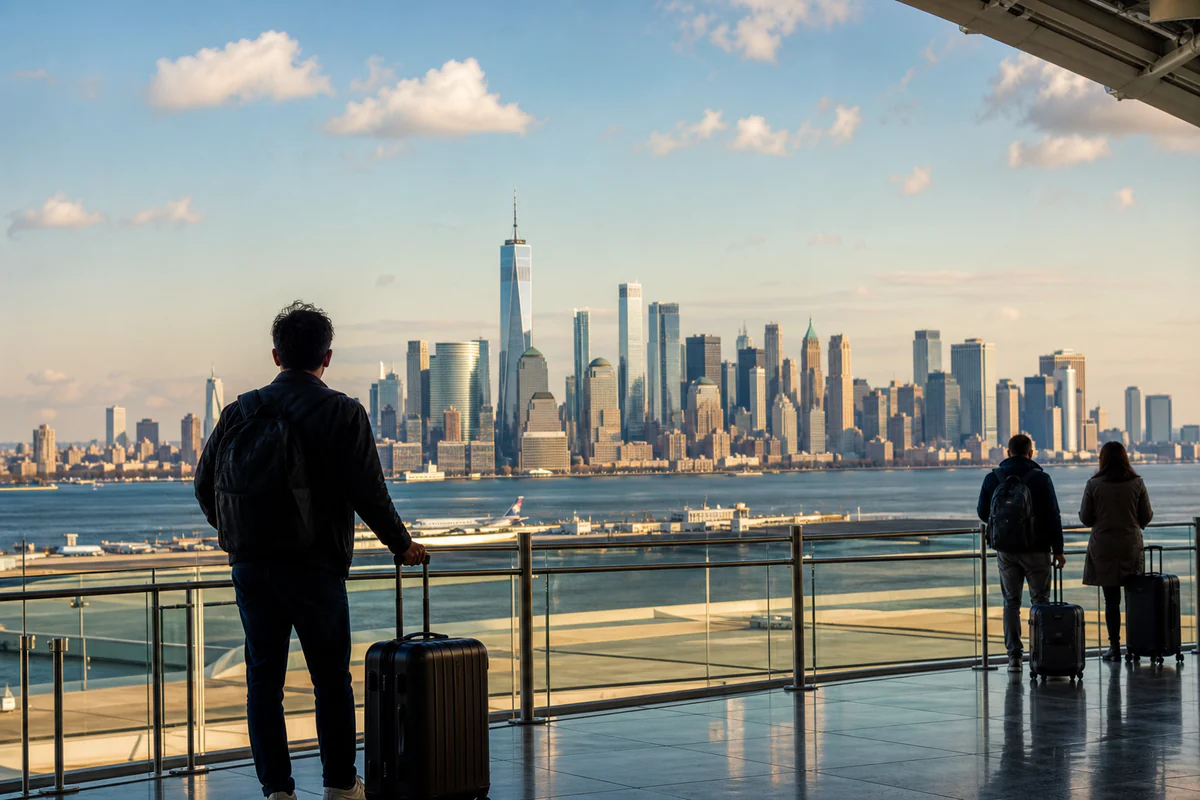 Elevated view of a United States city skyline