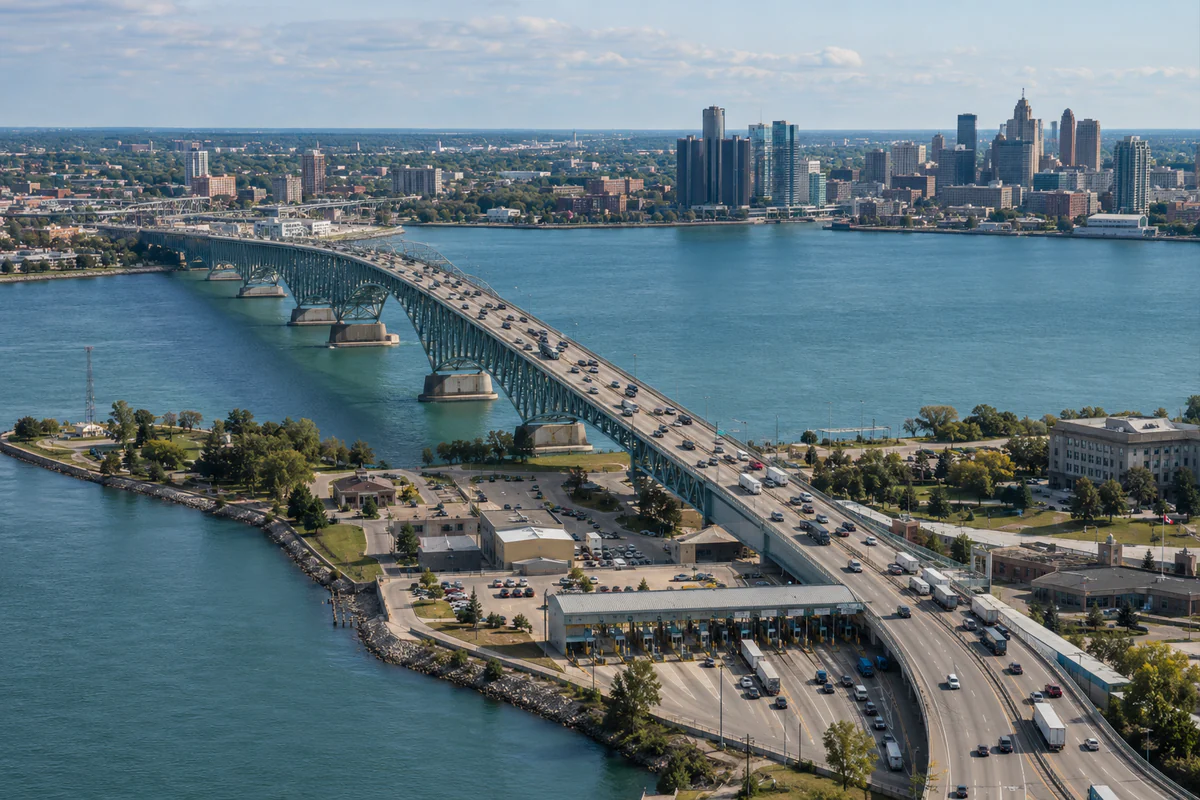 Aerial view of a U.S. border crossing for a regular commuter day-counting guide