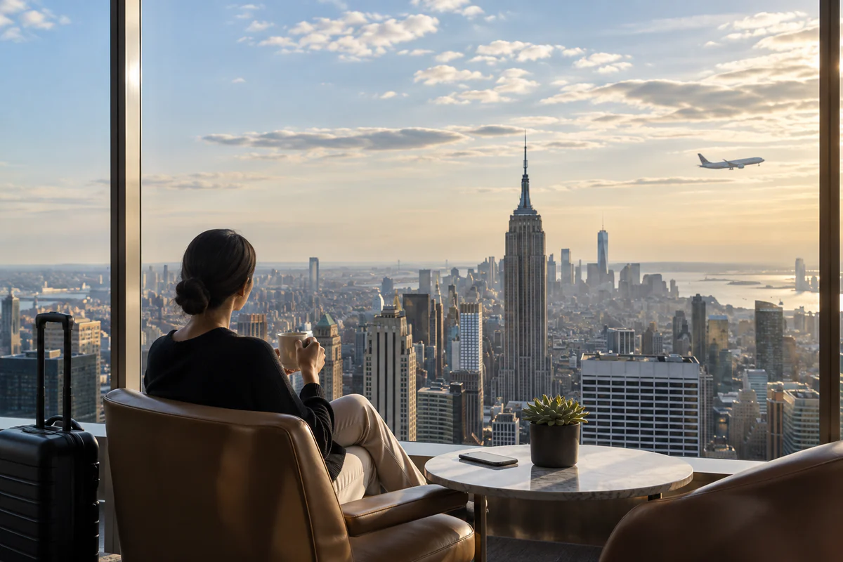 Elevated view of a United States city skyline